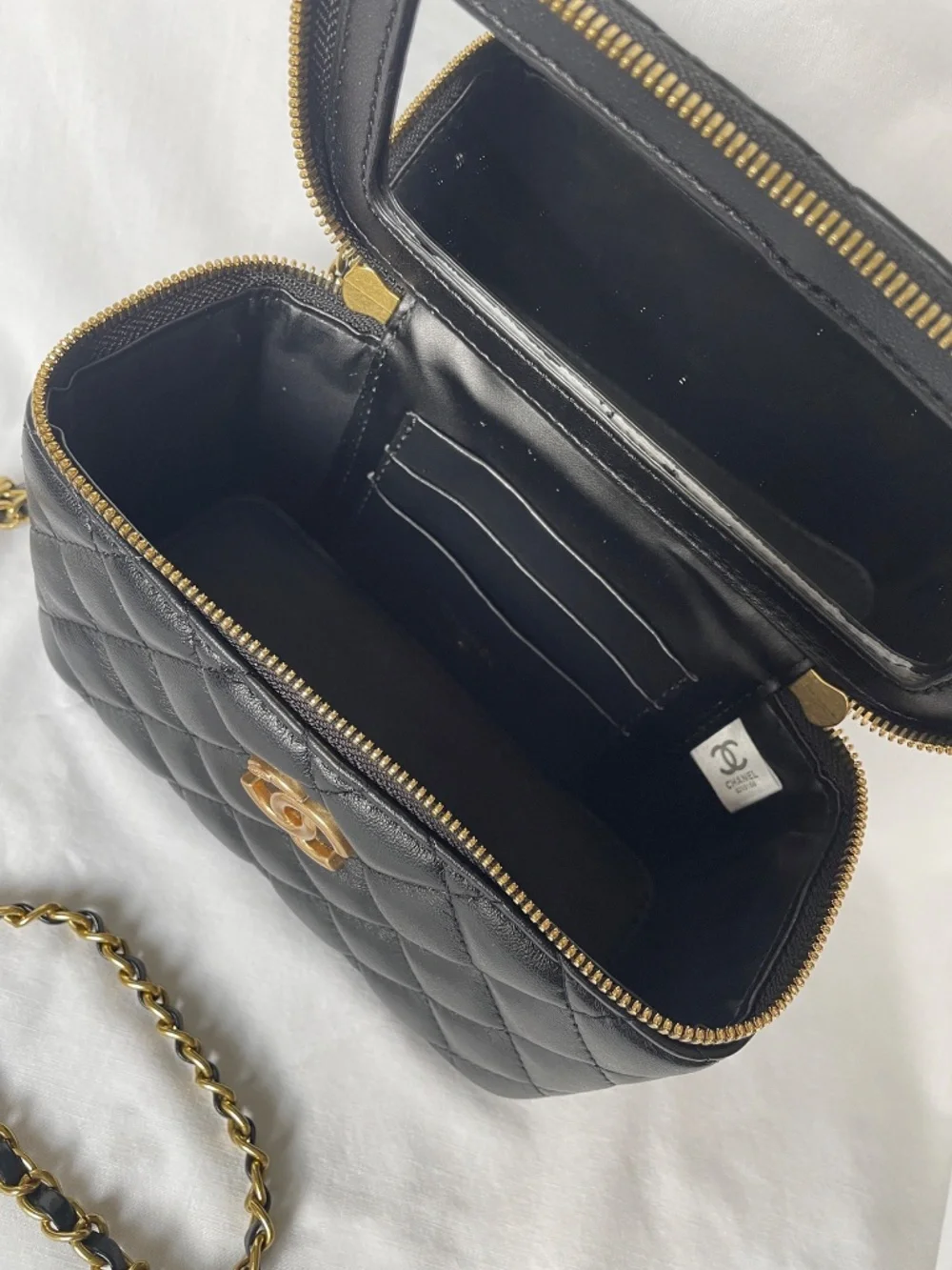 Chanel GWP Makeup Vanity Case Gold Chain Top Handle